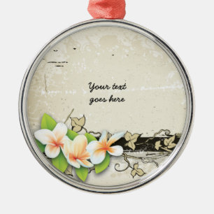 Metal Vintage plumeria e ornamento personalizado de ivy 