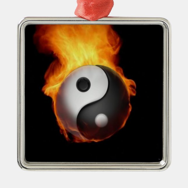 Metal Yin Yang no Ornamento de Fogo (Frente)