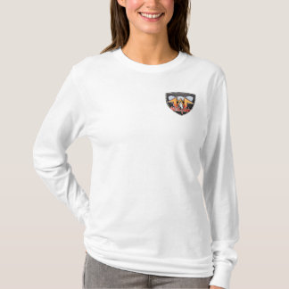 Metálico com camiseta para mulheres de guitarra de