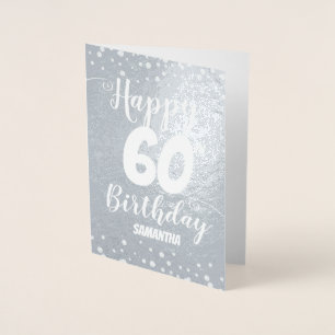 Metalizado 60º Cartão de Foil Personalizado de Aniversário Fe