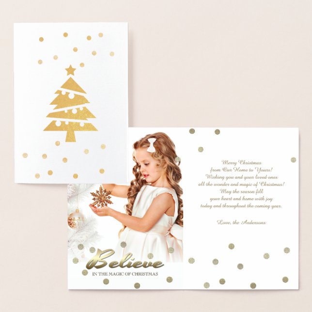 Metalizado Acredite. Cartão com fotos Personalizado do Real F (Exibição)