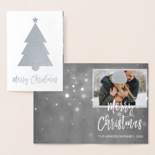 Metalizado Cartão com fotos de Árvore de Natal Feliz