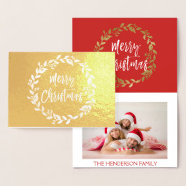 Metalizado Cartão com fotos de Frota de Ouro Feliz Natal