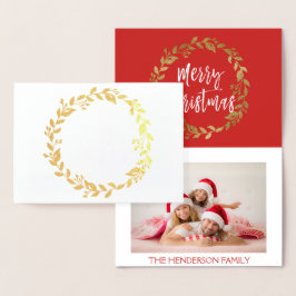Metalizado Cartão com fotos de Frota de Ouro Feliz Natal