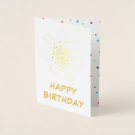 Metalizado Cartão de Aniversário da Folha de Flor Arco-Íris