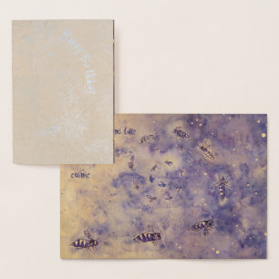 Metalizado Cartão de Aniversário de Abelhas Espaciais