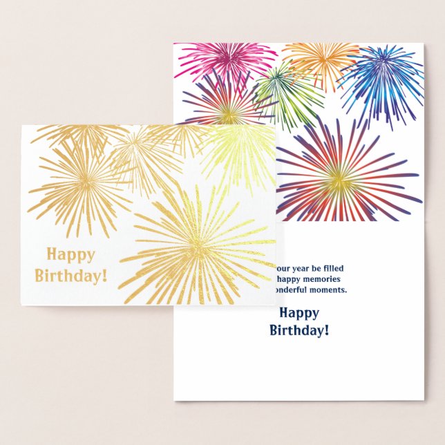 Metalizado Cartão de Aniversário de Design do Fireworks (Exibição)