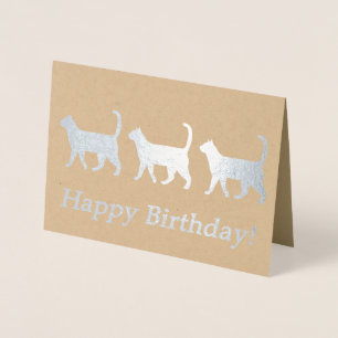 Metalizado Cartão de Aniversário de Gatos Bons