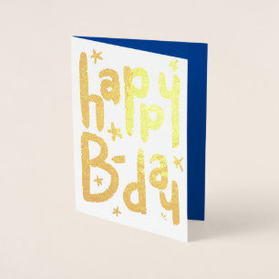 Metalizado Cartão de aniversário em folha de alumínio Happy B