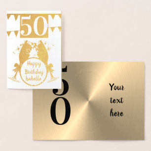 Metalizado Cartão de aniversário personalizado Dourado 50º