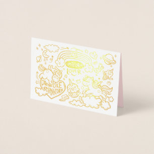 Metalizado Cartão de Aniversário Unicórn e Pony