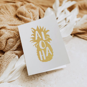Metalizado Cartão de Carta de Aloha Pineapple Gold