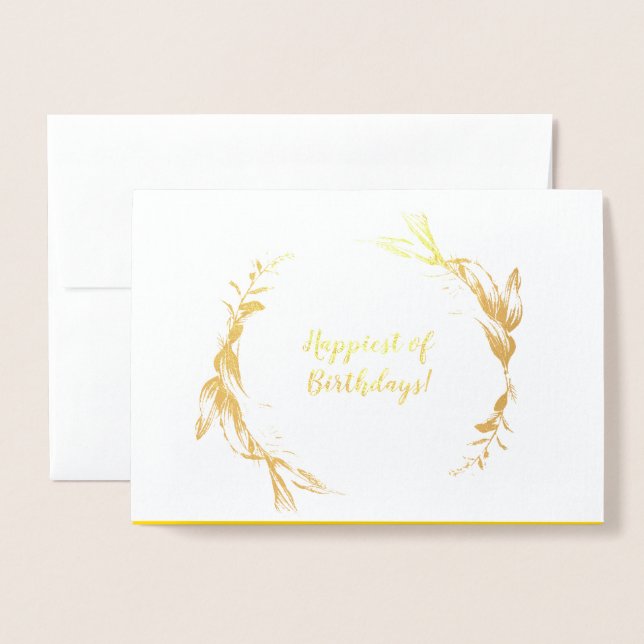 Metalizado Cartão de Desejo de Aniversário do Script de Pince (Frente com envelope)
