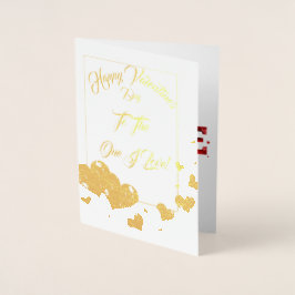 Metalizado Cartão de Dia dos Namorados Feliz em Folha de Ouro