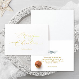 Metalizado Cartão de Férias Dourado Elegante "Feliz Natal"