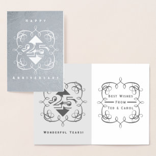 Metalizado Cartão de Foil de 25 Aniversário