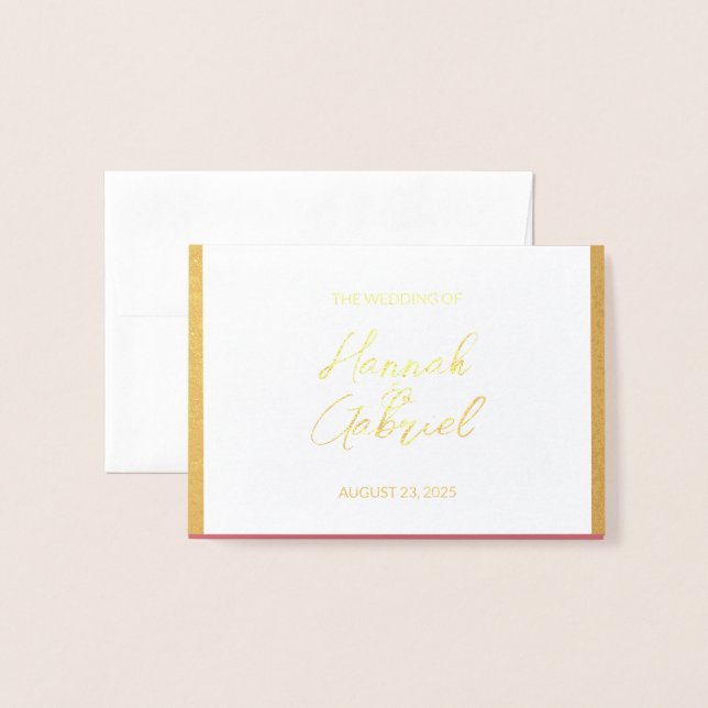 Metalizado Cartão de Foil de Resposta RSVP de Casamento (Frente com Envelope)