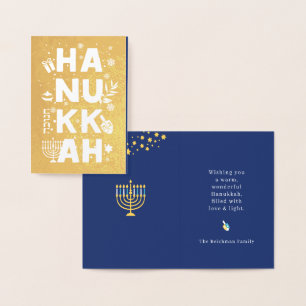 Metalizado Cartão de Foil Real Feliz Hanukkah