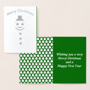 Metalizado Cartão de Foil Snowman de Natal Sorridente