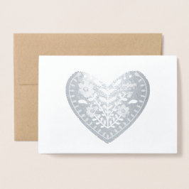 Metalizado Cartão de Folha de Coração Escandinavo