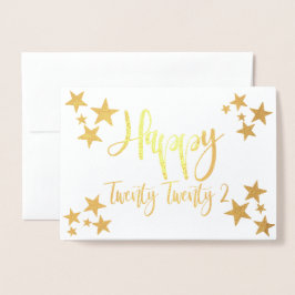 Metalizado Cartão de Folha de Estrelas do feliz ano novo 2022