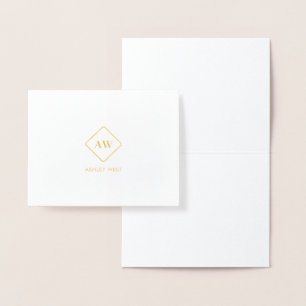 Metalizado Cartão de Folha de Ouro com Monograma / Logotipo E
