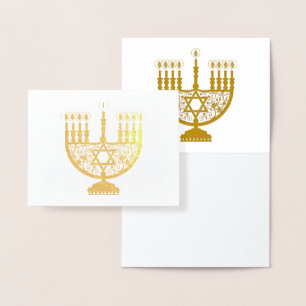 Metalizado Cartão de folha de ouro HANUKKAH FELIZ