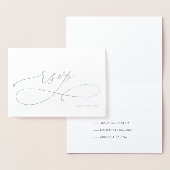 Metalizado Cartão de Folha de Resposta RSVP de Casamento de F (Exibição)