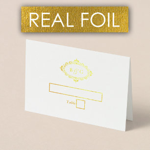 Metalizado Cartão de Local Elegante De Casamento De Folha De