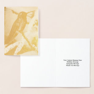 Metalizado Cartão de Mensagem Personalizado do Hummingbird