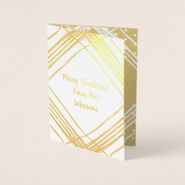 Metalizado Cartão de Natal de Modelo de Foto Branco e Dourado