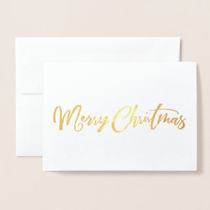 Metalizado Cartão de Natal em Ouro Folheado Merry Christmas