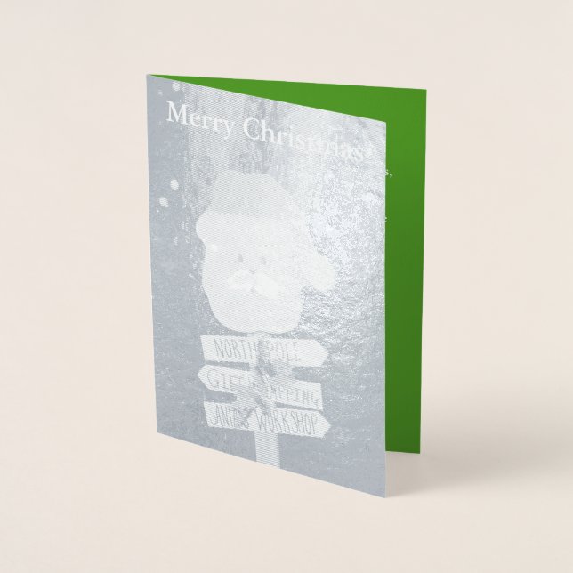Metalizado Cartão de Natal Santa Claus Silver Foil (Frente)