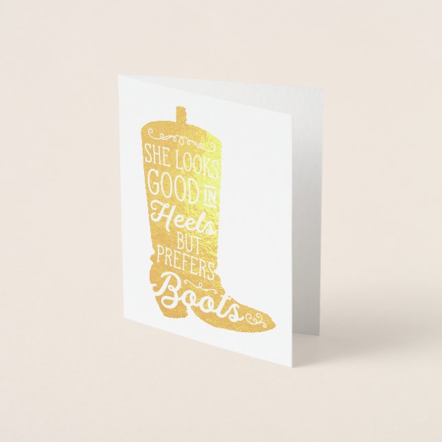 Metalizado Cartão de Nota de Boot Cowgirl (Frente)