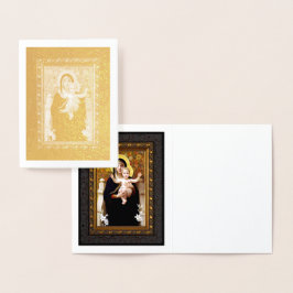 Metalizado Cartão de Nota de Férias Madonna e Child Gold