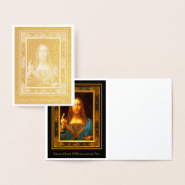 Metalizado Cartão de Nota de Folha de Ouro Salvator Mundi Leo