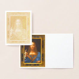 Metalizado Cartão de Nota de Folha de Ouro Salvator Mundi Leo