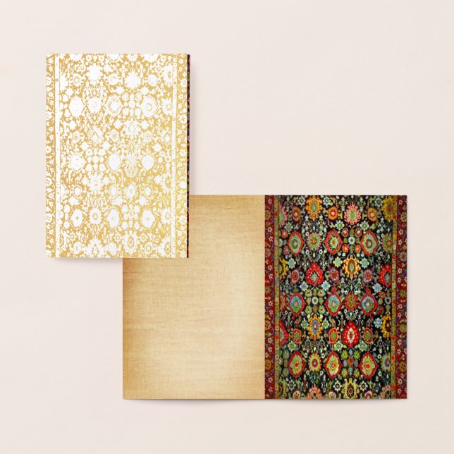 Metalizado Cartão de ouro de Olhar para o Rug Oriental (Exibição)