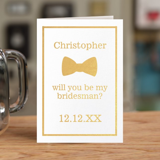 Metalizado Cartão de Padrinho de casamento de Proposta Tie Ar (Perfect foil proposal card for your Bridesman or Groomsman. Just add your details)