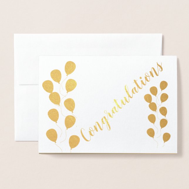 Metalizado Cartão de Parabéns Gold Foil Personalizado (Frente com envelope)