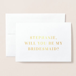 Metalizado Cartão de Proposta Bridesmaid do Nome Elegante Min