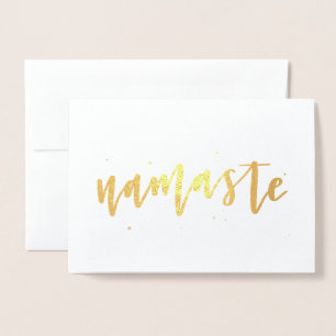 Metalizado Cartão de Saudação de Namastê de Foil Ouro