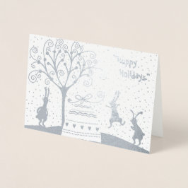 Metalizado Cartão de Saudação de Natal para Feriados Silver F