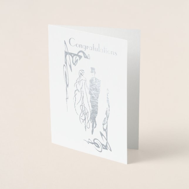 Metalizado Cartão de Saudação para Parabéns do Dia do Casamen (Frente)