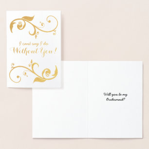 Metalizado Cartão Gold Foil Bridesmaid