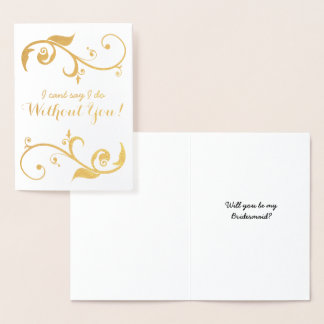 Metalizado Cartão Gold Foil Bridesmaid