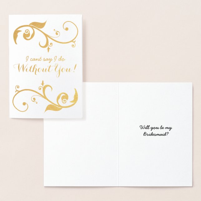 Metalizado Cartão Gold Foil Bridesmaid (Exibição)