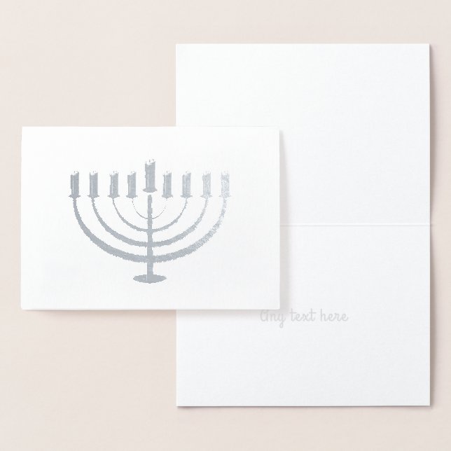 Metalizado Cartão Personalizado de Feriado Hanukkah Menorah (Exibição)