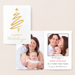 Metalizado Cartão personalizado real do feriado da foto da