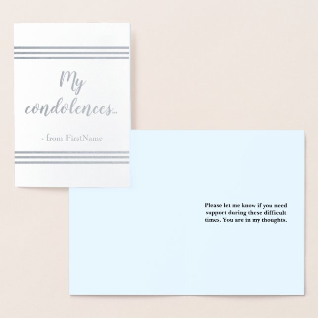 Metalizado Cartão personalizável "Minhas condolências..." (Exibição)
